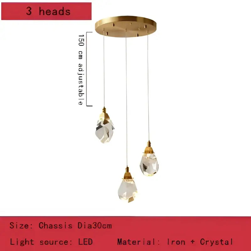 Modern gold crystal chandelier pendant lights for dining room