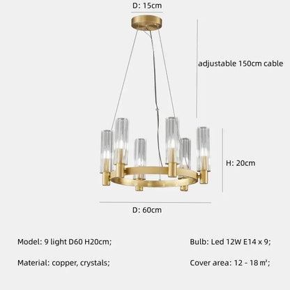 Modern black crystal chandelier pendant lights living room glass