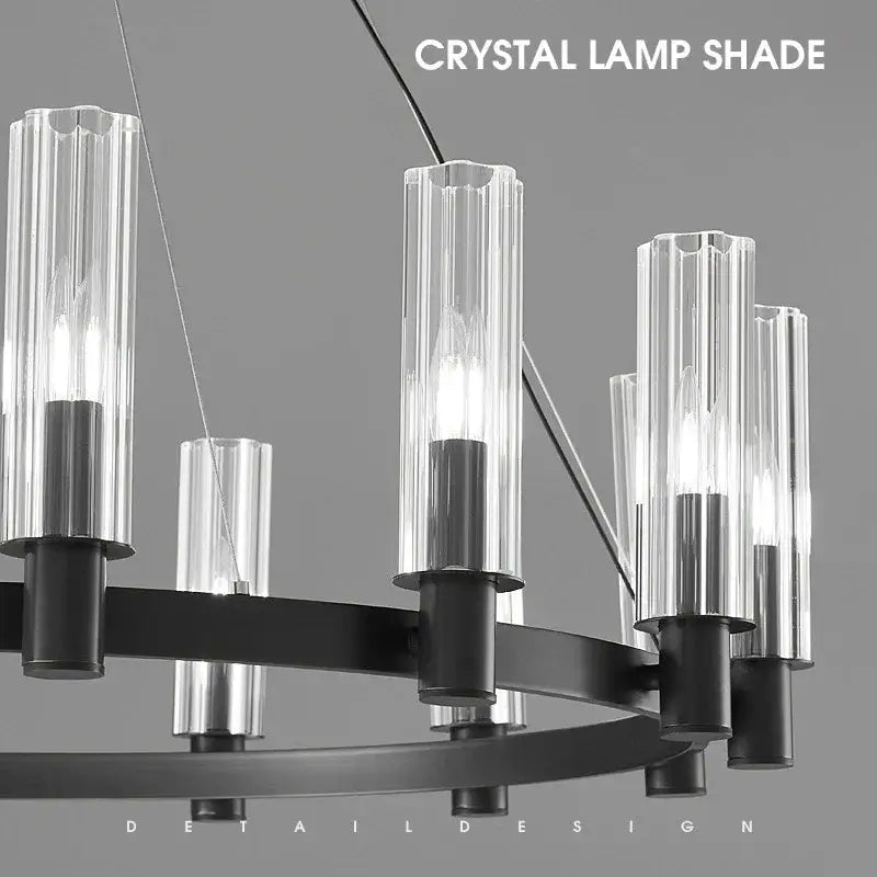 Modern black crystal chandelier pendant lights living room glass