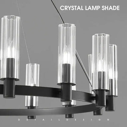 Modern black crystal chandelier pendant lights living room glass