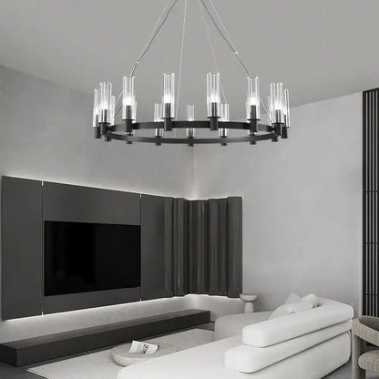 Modern black crystal chandelier pendant lights living room glass