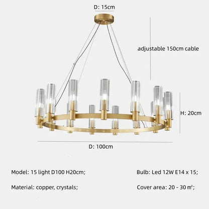 Modern black crystal chandelier pendant lights living room glass