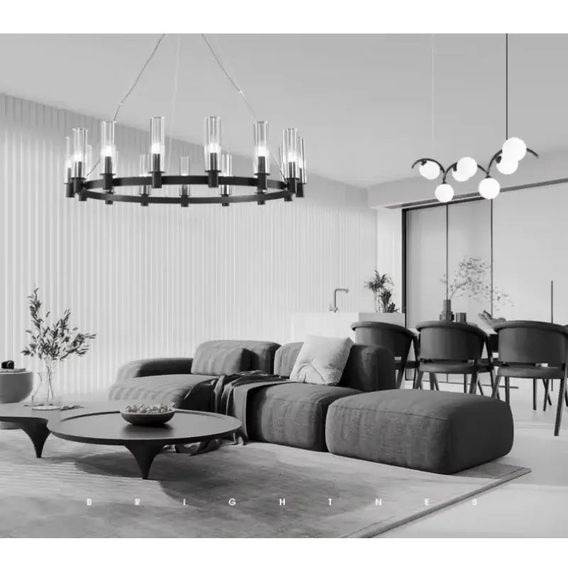 Modern black crystal chandelier pendant lights living room glass