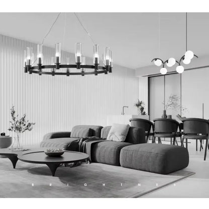 Modern black crystal chandelier pendant lights living room glass