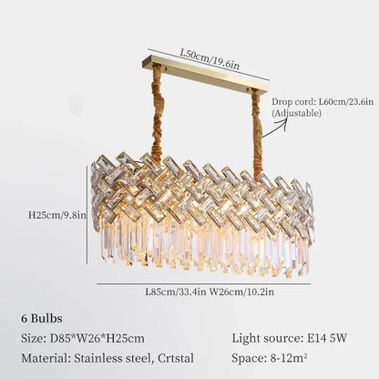 Modern gold crystal chandelier pendant lights dining room luxury