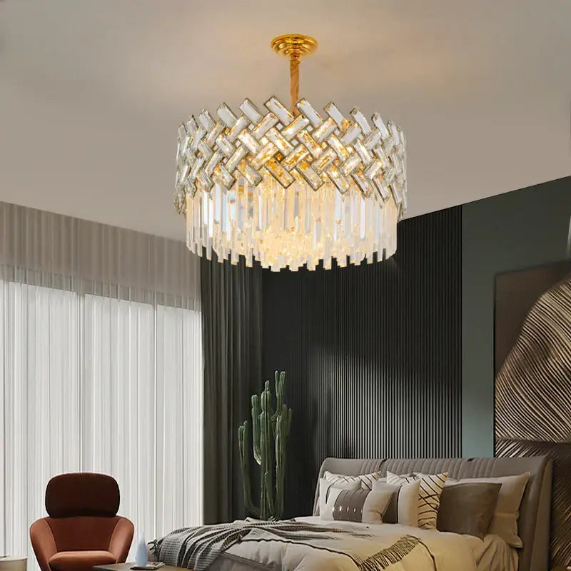 Modern gold crystal chandelier pendant lights dining room luxury