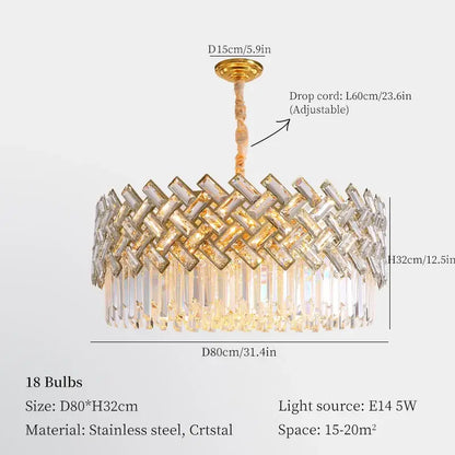 Modern gold crystal chandelier pendant lights dining room luxury