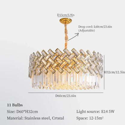Modern gold crystal chandelier pendant lights dining room luxury