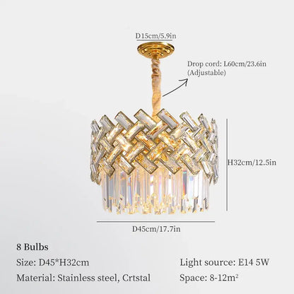 Modern gold crystal chandelier pendant lights dining room luxury