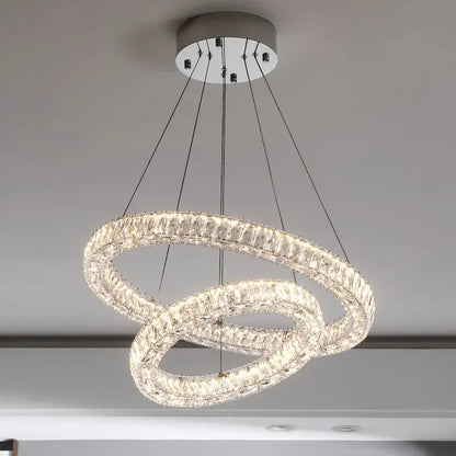 Modern multi tier crystal chandelier ring dining room light