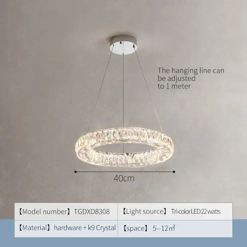 Modern multi tier crystal chandelier ring dining room light
