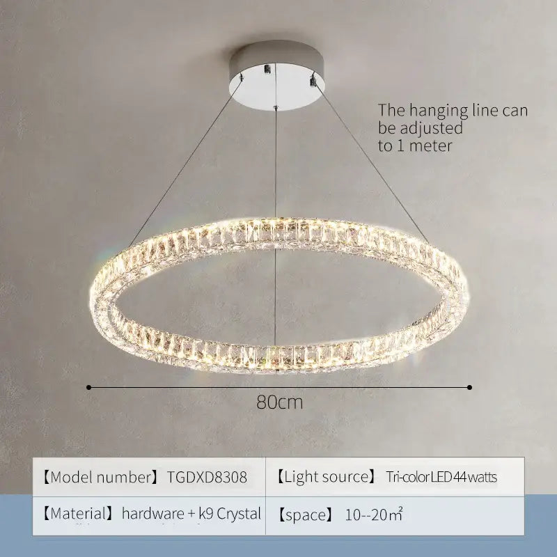 Modern multi tier crystal chandelier ring dining room light