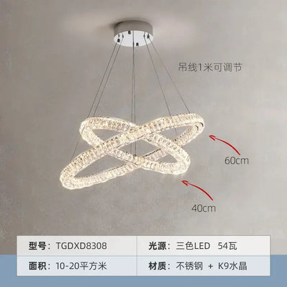 Modern multi tier crystal chandelier ring dining room light
