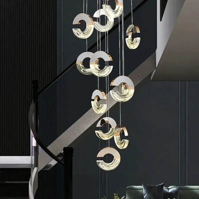 Modern golden crystal chandelier ring lamp for dining room