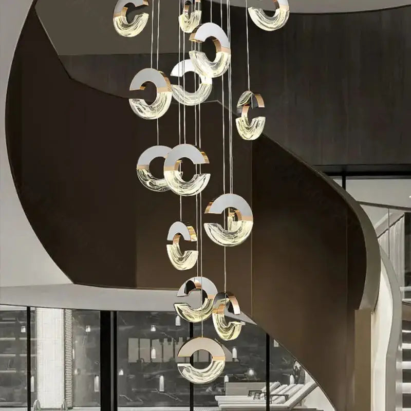 Modern golden crystal chandelier ring lamp for dining room
