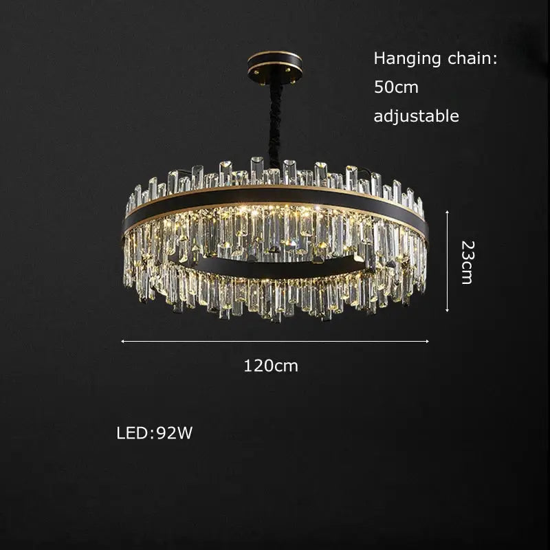 Modern black crystal chandelier for living room