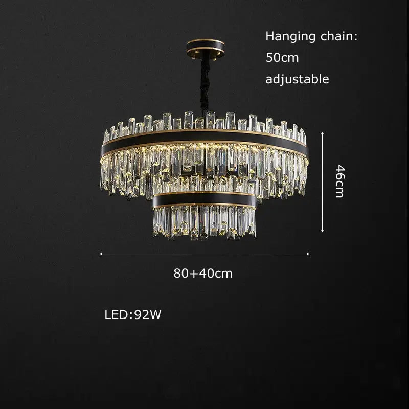 Modern black crystal chandelier for living room