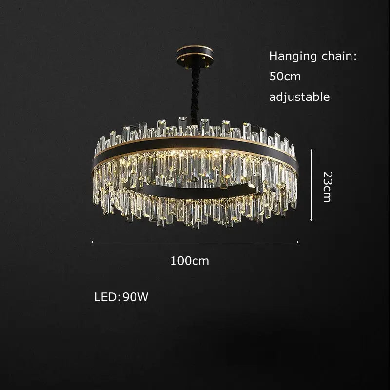 Modern black crystal chandelier for living room