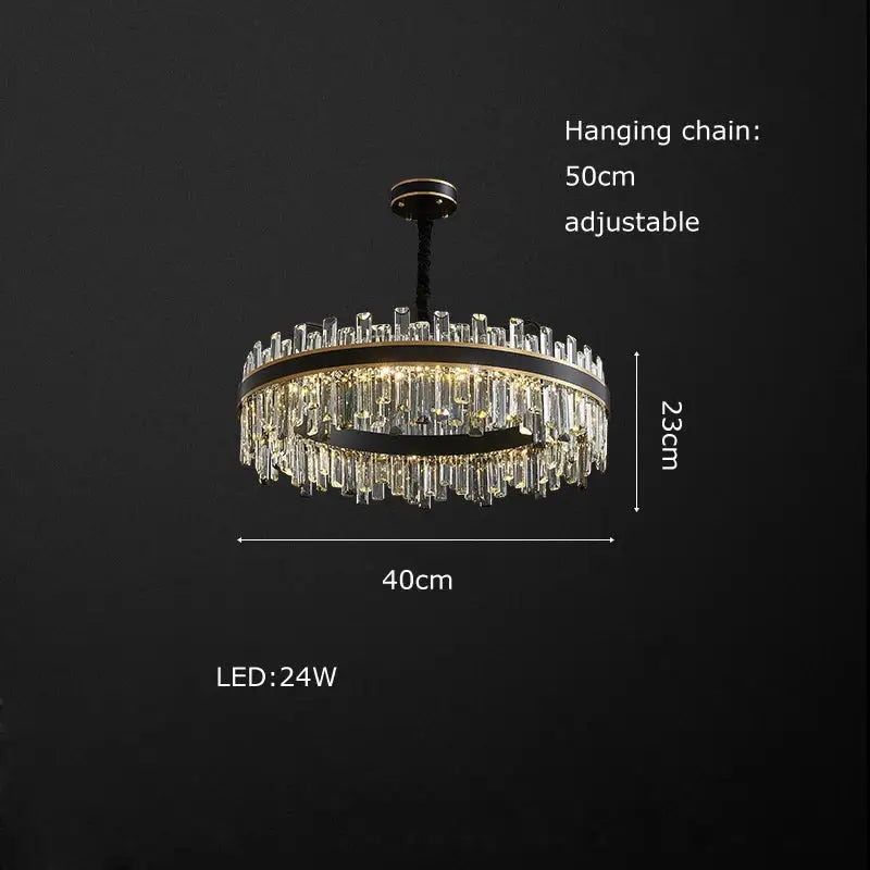 Modern black crystal chandelier for living room