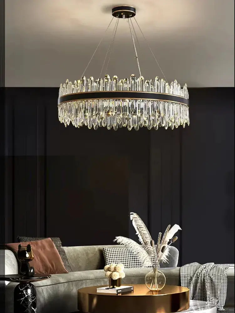 Modern black crystal chandelier for living room