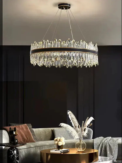Modern black crystal chandelier for living room
