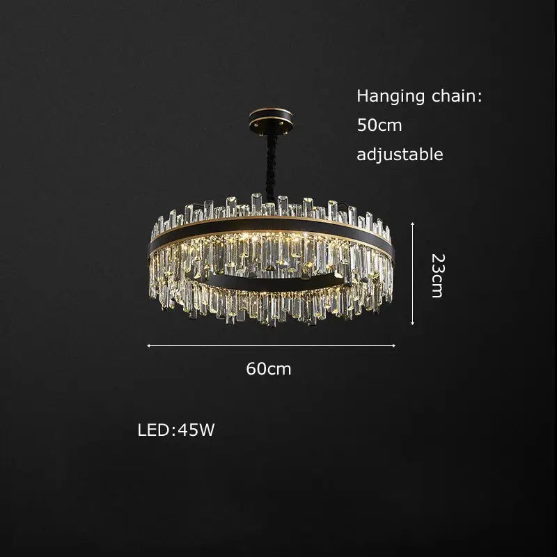 Modern black crystal chandelier for living room