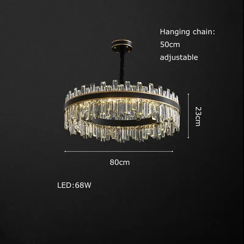 Modern black crystal chandelier for living room