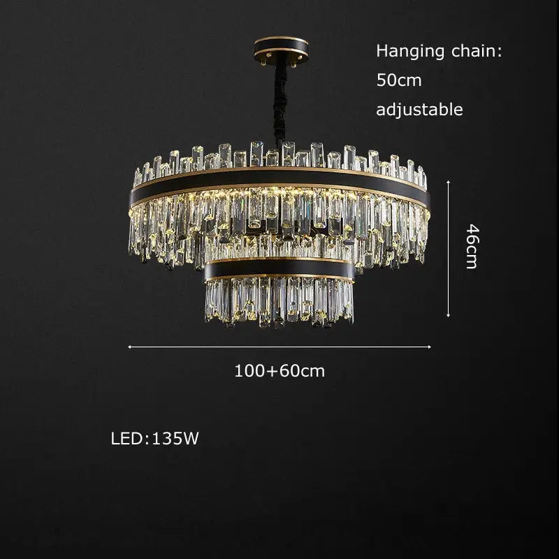 Modern black crystal chandelier for living room