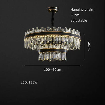 Modern black crystal chandelier for living room