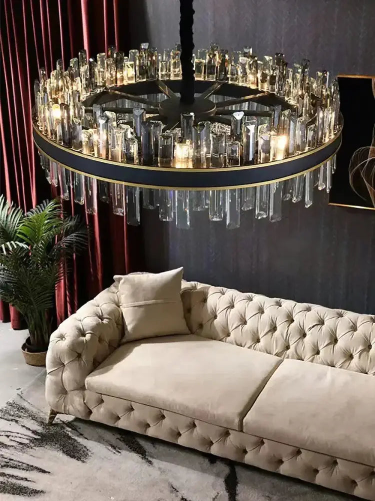 Modern black crystal chandelier for living room