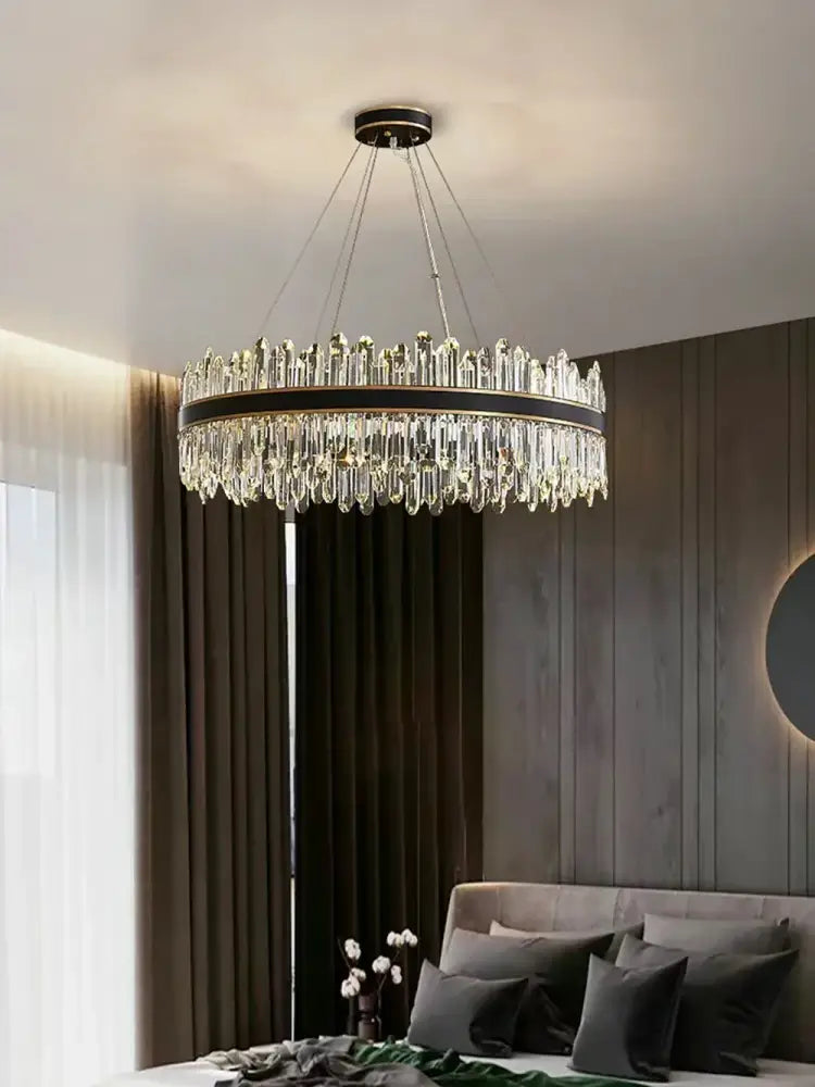 Modern black crystal chandelier for living room