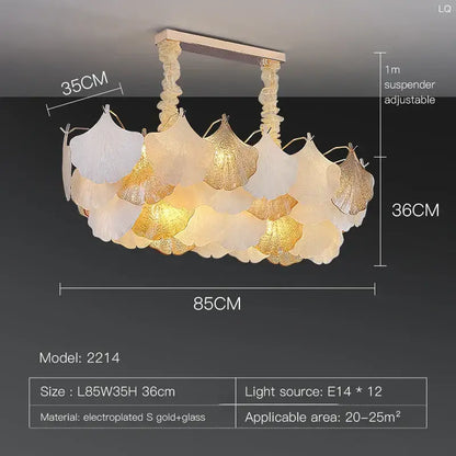 Luxury gold & white ginkgo chandelier shell lamp for living room
