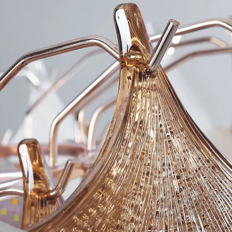 Luxury gold & white ginkgo chandelier shell lamp for living room