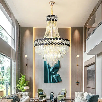 Modern black & gold crystal chandelier living room lamp