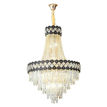 Modern black & gold crystal chandelier living room lamp