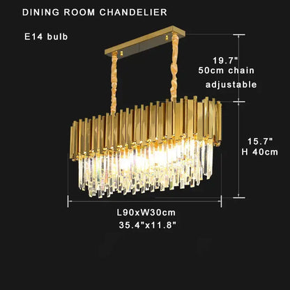 Classic gold crystal chandelier for dining room luxury light