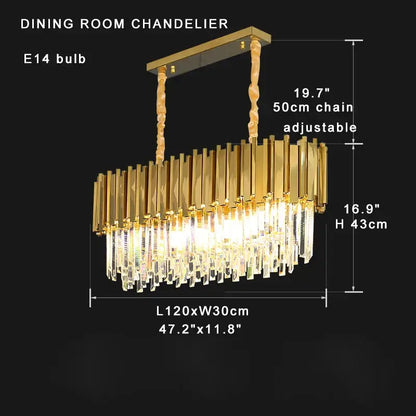 Classic gold crystal chandelier for dining room luxury light