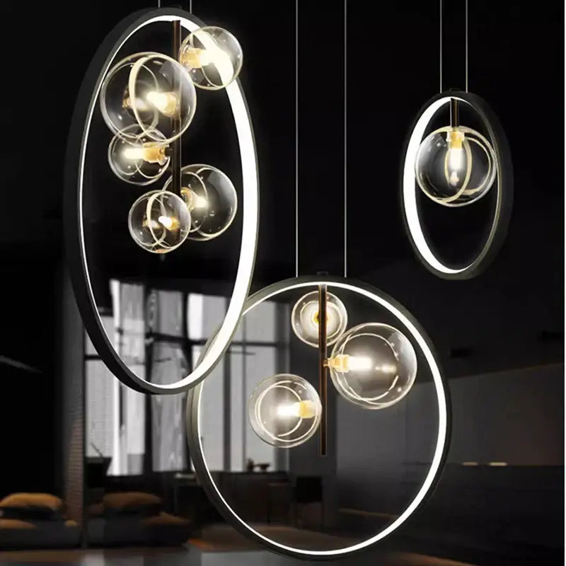 Modern black crystal chandelier stair pendant light living room