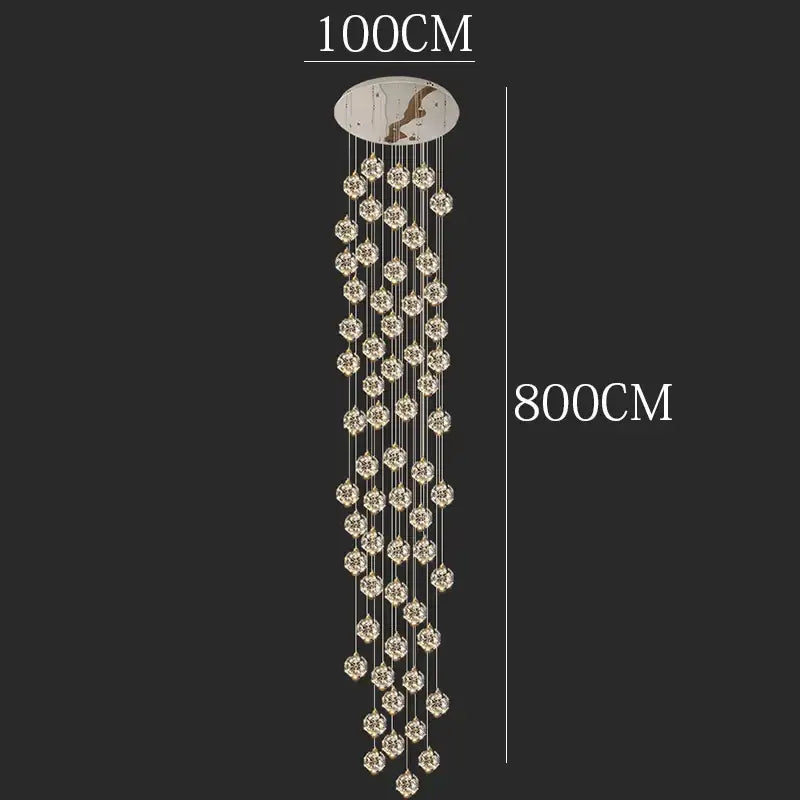 Modern gold crystal chandelier stair pendant lamp living room