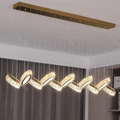 Modern gold zigzag crystal chandelier stair pendant living room