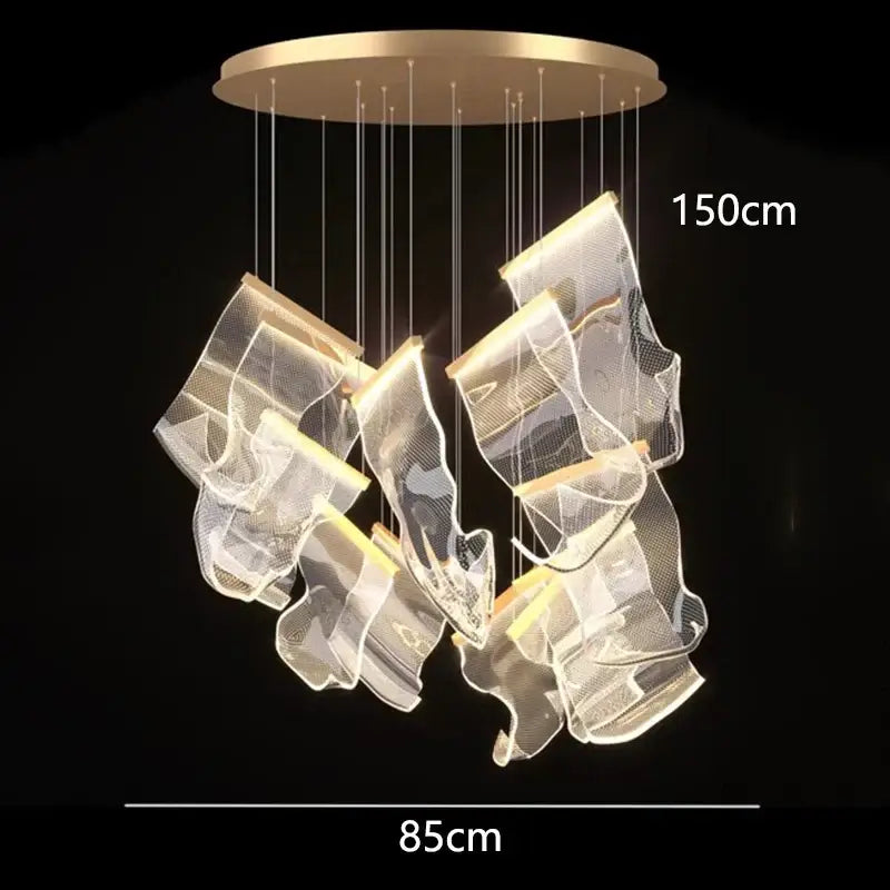 Modern sculptural glass crystal chandelier living room light