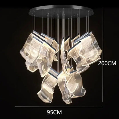 Modern sculptural glass crystal chandelier living room light