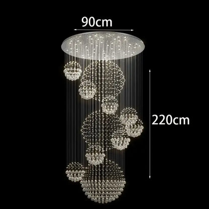 Modern crystal chandelier stair pendant lamp living room lighting