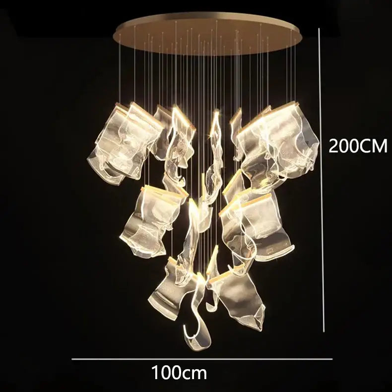 Modern sculptural glass crystal chandelier living room light