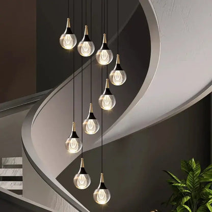Modern black and gold chandelier stair pendant lamp living room