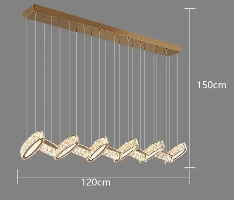 Modern gold zigzag crystal chandelier stair pendant living room