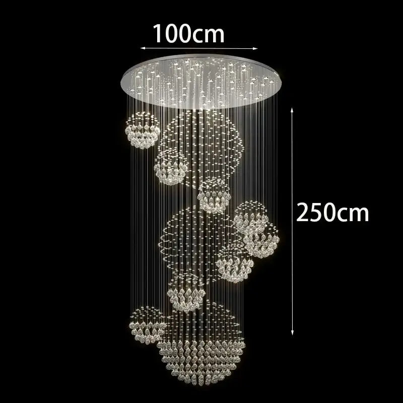 Modern crystal chandelier stair pendant lamp living room lighting
