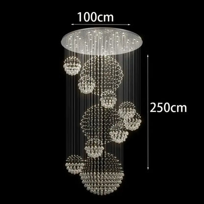 Modern crystal chandelier stair pendant lamp living room lighting