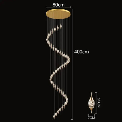 Modern teardrop crystal chandelier living room pendant light