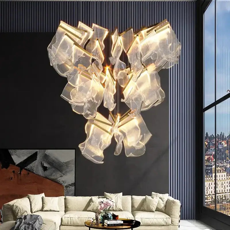 Modern sculptural glass crystal chandelier living room light